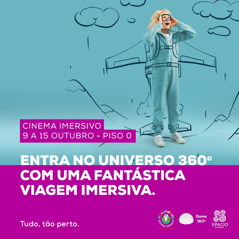 Cinema Imersivo numa cúpula insuflável no Spacio Shopping